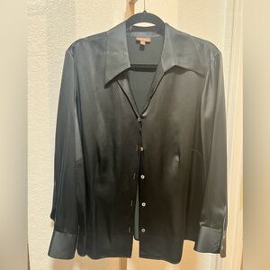 Tesori Black Silk Button Shirt Size 14W